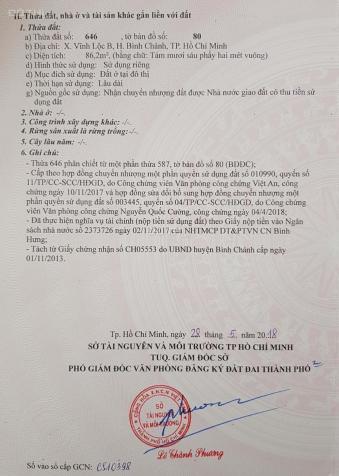 Mở ra 5 lô đất thổ cư sổ hồng riêng gần chợ Vĩnh Lộc B - Võ Văn Vân, giá 1,65 tỷ/86m2, hỗ trợ vay 14013434