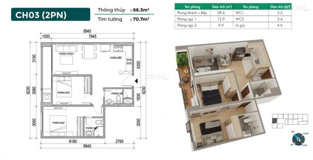 Bán căn 2 PN tầng cao view hồ Kim Quan DA Phương Đông Green Home, chỉ 2 tỷ CK 3,5% vay 0% LS 14039795