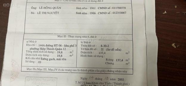 Bán đất mặt tiền tại phường Hiệp Thành, Quận 12, Hồ Chí Minh diện tích 137m2 giá 6.5 tỷ 14067572