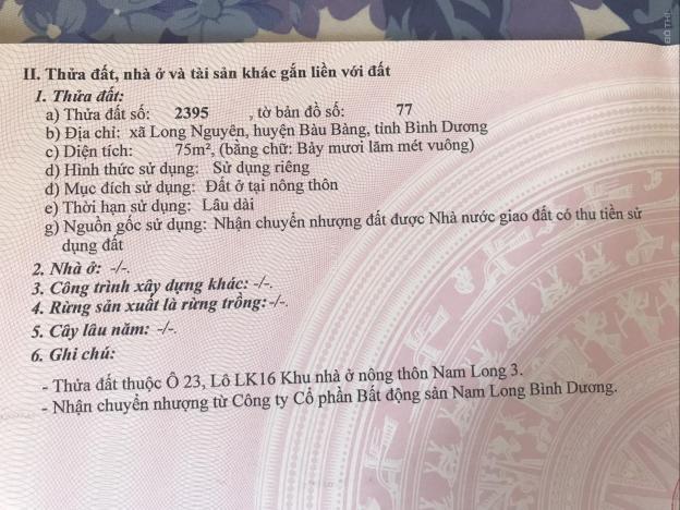 Bán đất tại Xã Long Nguyên, Bàu Bàng, Bình Dương diện tích 75m2 14067443