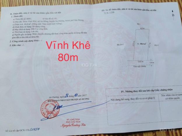 Bán đất tại đường Vĩnh Khê, Xã An Đồng, An Dương, Hải Phòng diện tích 80m2 giá 1.72 tỷ 14070865