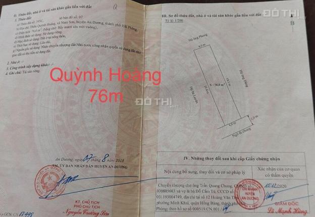 Bán đất tại đường Quỳnh Hoàng, Xã Nam Sơn, An Dương, Hải Phòng diện tích 76m2 giá 1,4 tỷ 14089479