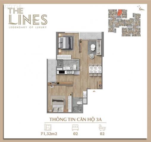 Căn hộ 2PN chung cư cao cấp The Lines, CĐT hoàn thiện nội thất, sàn gỗ cao cấp, cửa khoá vân tay 14100527