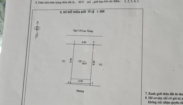 Bán đất mặt ngõ 156 Lạc Trung - 325 Kim Ngưu. DT 45m2, MT 4.5m, 3,7 tỷ 14111015