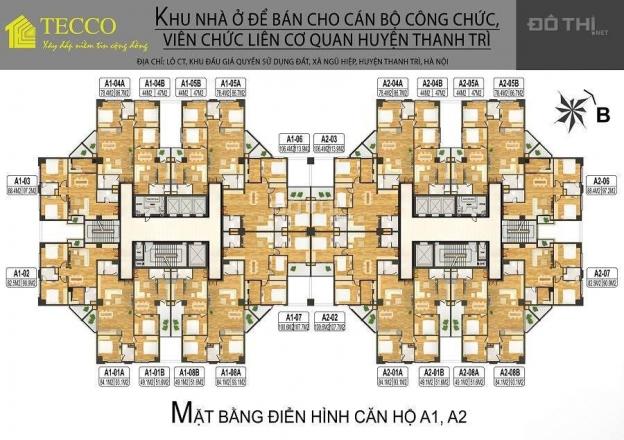 Cho thuê căn hộ 03 tòa A1 CC Tecco Thanh Trì, DT: 85m2 giá: 8 triệu/th. LH: 0904.999.135 14184991