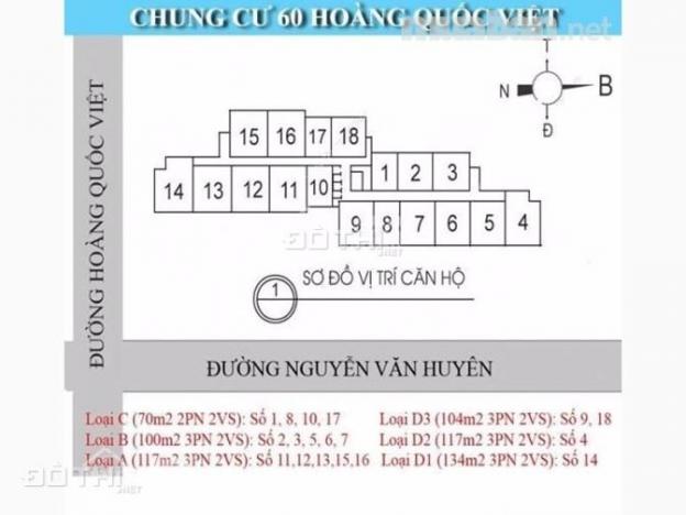 Bán căn hộ Chung cư 60 Hoàng Quốc Việt, diện tích 101.1m2 giá 4.1 tỷ/căn hộ. LH 0979449965 14186596