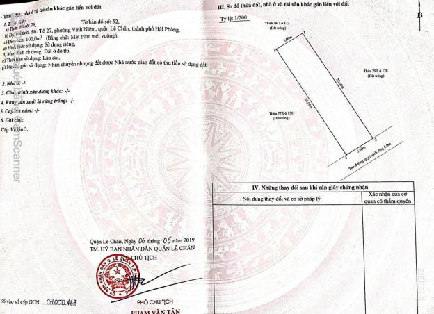 Chính chủ gửi bán mảnh đất mặt đường tổ 27 phường Vĩnh Niệm, quận Lê Chân, HP 14242455