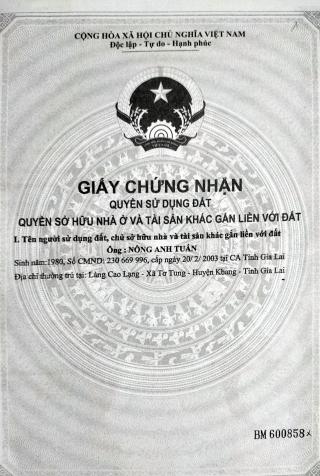 Bán nhà tại Xã Tơ Tung, KBang, Gia Lai diện tích 847,5m2 14247077