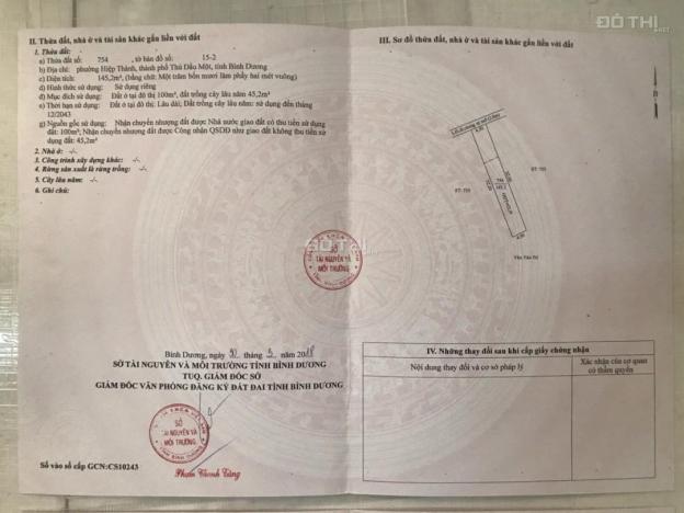 Bán đất tại đường nhánh Phạm Ngọc Thạch, Phường Hiệp Thành, Thủ Dầu Một, Bình Dương 145m2 2,72 tỷ 14306227