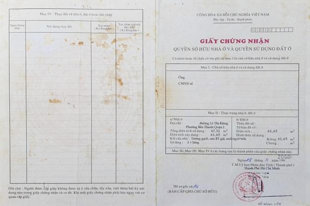 Bán nhà phố Quận 1 tại hẻm Lê Thị Riêng, Bến Thành, Quận 1, Hồ Chí Minh. Nhà phố có DT đất 61.65m2 14316580