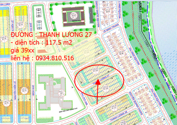 Bán đất đường Thanh Lương 27, diện tích: 117.5 m2 - Hòa Xuân mở rộng 14324957