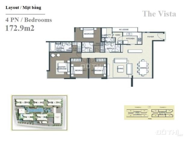Cho thuê căn hộ The Vista An Phú, Gồm 4PN, tầng cao, 172m, nhà đẹp 14424128