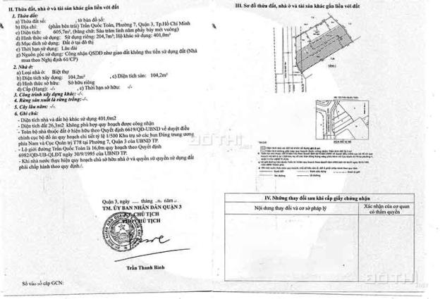 Bán nhà đất xây cao tầng MT Trần Quốc Toản, Q3, 605m2 đất, 3 sổ, XD 2 hầm + 8 tầng 14446630