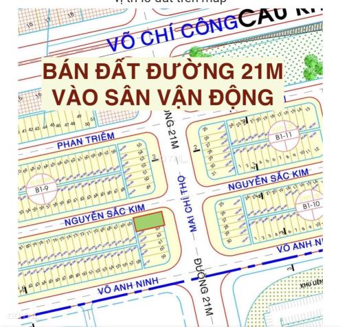 Bán lô 2 mặt tiền siêu rẻ hiếm đường 21m vào sân bóng Hoà Xuân 14460096