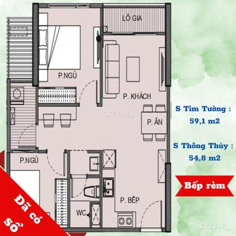 Bán căn hộ 2pn 59m2 Vinhomes Quận 9, có bếp rèm, có sổ hồng, giá 2tỷ2 BTP 14464312