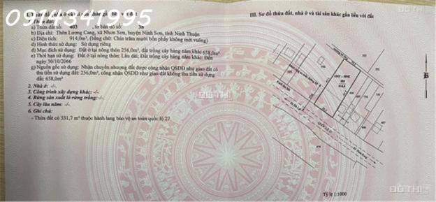 Mặt QL 27A, DT 20x50m; 200m tới tốc B - N, sân bay Thành Sơn 5km, 15km tới biển. 3,4 tỷ 14501027