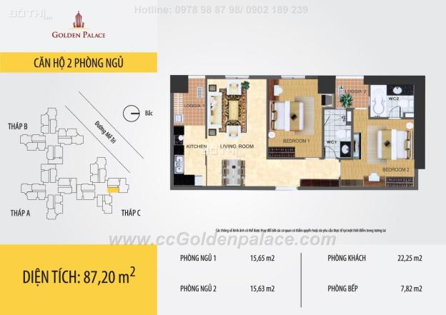 Chính chủ cần bán căn hộ 87m2 Golden Palace thiết kế 2 ngủ 2vs full nội thất, tầng trung view đẹp 14501484