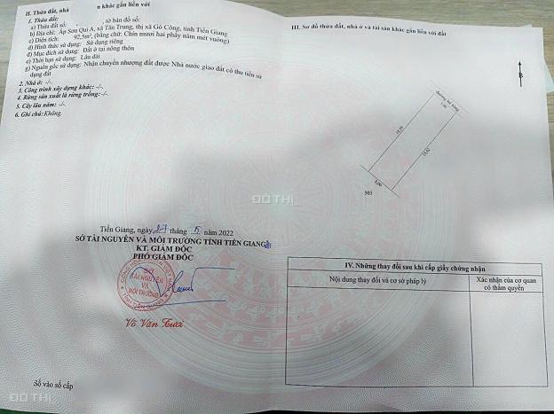 HOT- GÒ CÔNG- TIỀN GIANG- BÁN ĐẤT NỀN GẦN UBND XÃ TÂN TRUNG - 92,5M2 FULL THỔ CƯ SHR 420TR 14504327