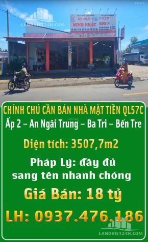 CHÍNH CHỦ CẦN BÁN NHÀ MẶT TIỀN QL57C. 14513479