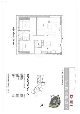 Cho thuê căn góc 3 phòng ngủ dự án Sunshine City, tầng trung, ban công hướng Nam 14545035