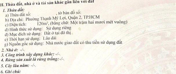 Bán đất nền tiền XD mới mt đường Đồng Văn Cống, Thạnh Mỹ Lợi. Dt 120m2. Giá 21,6 tỷ. Lh 0903652452 14569879