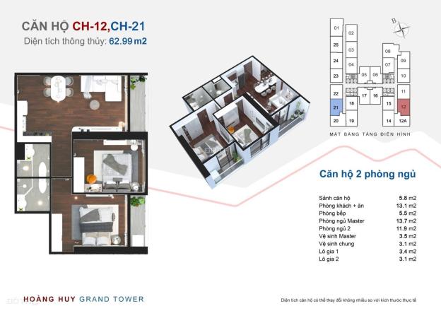 Bán căn CH21 Hoàng Huy Grand Tower - thiết kế 2 ngủ 2 ban công đẹp nhất dự án. 14592574