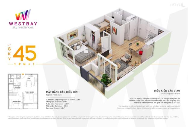 Bán căn hộ 45m2 sử dụng , 1PN+1 -   chung cư Westbay Ecopark - Nhà ít sử dụng, nội thất chỉn chu 14627018