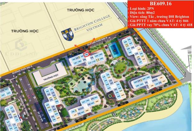 The Beverly căn 2PN - BE6.0916 80m2, view sông Tắc, trường Brighton .Giá 4.050tỷ .Goi Hà 0908245283 14637162