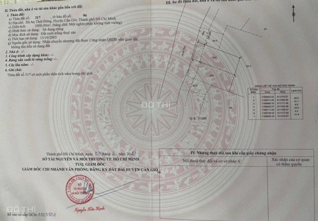 Bán đất tại Xã An Thới Đông, Cần Giờ, Hồ Chí Minh diện tích 1000m2 giá 7 Trăm nghìn/m2 14642499