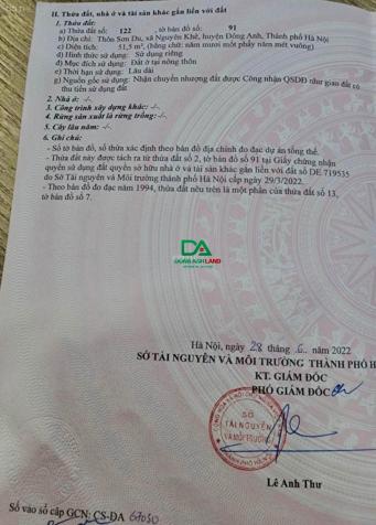 Cần bán 51.5m2 đất tại Nguyên Khê Đông Anh gần đường chính Võ Nguyên Giáp. 14647458