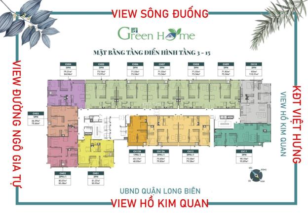 Trục căn Hot nhất dự án 81m2 thông thủy 3PN giá tốt Green Home Long Biên 14675286
