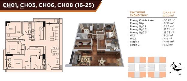 6.7 tỷ Căn góc vip 3PN( 120m2) view s.Hồng, gần c.Chương Dương, full NT liền tường 14689557