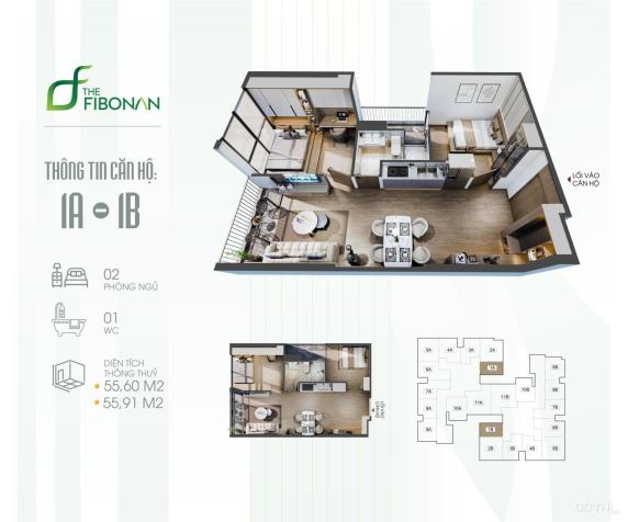 Bán căn hộ cao cấp 56m2, 2 PN- The Fibonan- ký HĐ trực tiếp CĐT- Lãi suất 0% trong 24tháng 14712931