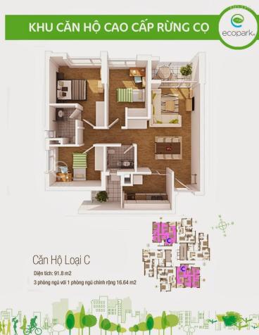 Bán căn hộ 83m2 , 2 ngủ 2 vệ sinh , chung cư Rừng cọ Ecopark - Nhà sửa kỹ đẹp 14720149