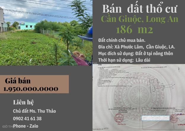 Bán đất thổ cư _186 m2_Xã Phước Lâm_Huyện Cần Giuộc_Long An. 14805340