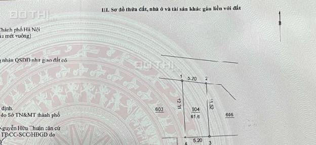 CẦN TIỀN NÊN BÁN GẤP LÔ ĐẤT TẠI HÀ NỘI, S= 61.6m2, MT: 5.2m, sổ đỏ chính chủ. Giá hết hơi : 1.9 tỷ 14848540