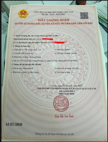 Bán nhà riêng tại Đường Quang Trung, Phường 12, Gò Vấp, Hồ Chí Minh diện tích 38m2 giá 7850 Tỷ 14882398