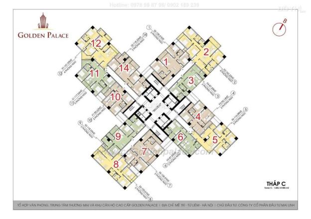 Bán căn hộ cao cấp Golden Palace Mễ Trì 118m2 3pn giá đầu tư 14900251
