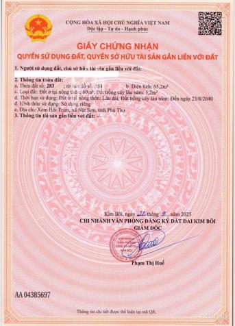 “Đất nền nghỉ dưỡng Kim Bôi – Sổ hồng riêng, hạ tầng hoàn thiện, sinh lời bền vững! 14929787