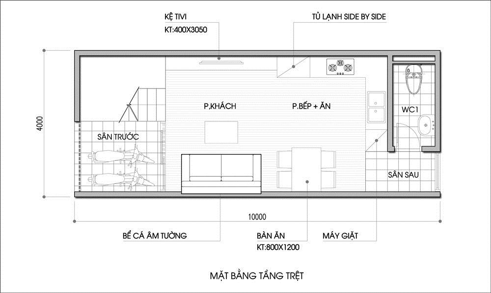 Thiết kế nhà 2 tầng hiện đại với diện tích 40m2